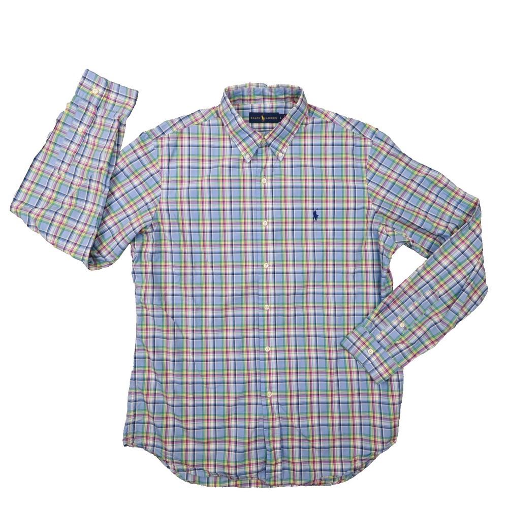 Ralph Lauren Multicolor Plaid Long‎ Sleeve Button Up Shirt Men's size Large